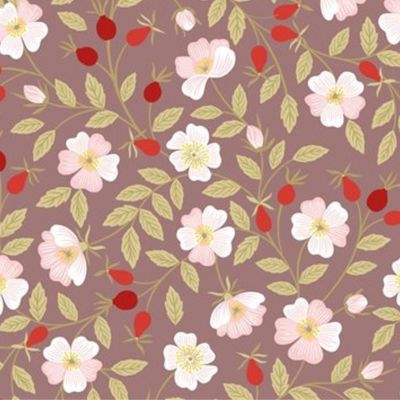 Evergreen by Lewis & Irene - Dog Rose on Soft Brown
