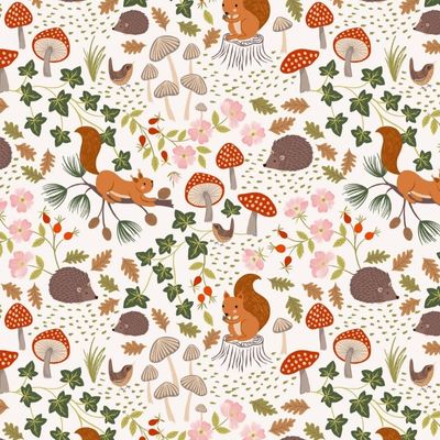 Evergreen by Lewis & Irene - Squirrels & Hedgehogs on Cream – Raspberry ...