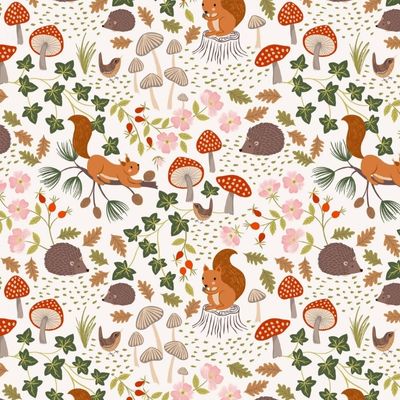 Evergreen by Lewis & Irene - Squirrels & Hedgehogs on Cream